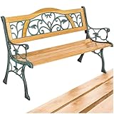 tectake® 2-Sitzer Gartenbank wetterfest, Gartenbank Holz im Landhausstil für...