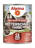 Alpina Holz-Wetterschutz-Farben – Schokoladenbraun, deckend – bis zu 12...