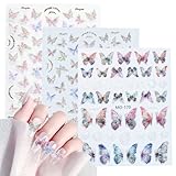 3 Stück Nagelsticker, Selbstklebend Glänzend Aurora Schmetterling...
