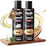 MioOlio Gewürzöl Set – 1×200 ml Knoblauchöl & 1×200 ml Chiliöl –...