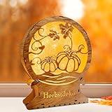 ACAREY Herbstdeko Beleuchtung Hölz Herbst Dekoration Herbst Deko Lampe mit 3D...