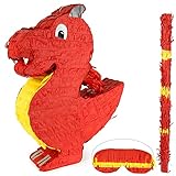 ILP Pinata Drache zum Befüllen - Drachen Pinata Set mit Pinata Stock und Maske...