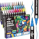 STATIONERY ISLAND Acrylstifte für Steine Wasserfest 36 Farben 1-5mm Dual Tip...