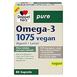 Doppelherz pure Omega-3 1075 vegan - Algenöl + Leinöl - Alpha-Linolensäure...