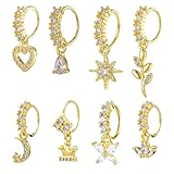 8 Stück Nasenpiercing Gold Nasenring Ring Septum Piercing 20G Nasenpiercing...