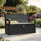 Olsen & Smith 265 Liter Gartenbank Wetterfest mit Stauraum Truhenbank...