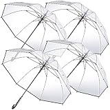 Carlo Milano Schirm: 4er-Set transparente Stock-Regenschirme, Stahl & Fiberglas,...