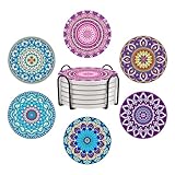 Keramikuntersetzer im Bohemian-Stil, 6 Stück Getränkeuntersetzer, mit...