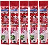 Quick Milk Erdbeere 5 Beutel mit je 5 Halmen Magische Milch Trinkhalme...