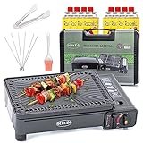Ocakko Gasgrill für Kartuschen und Gasflaschen Camping Gaskocher mit Rost...