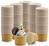 Lawei 100 Stück 240ml Eisbecher Pappe Eisschalen Pappschalen Stapelbar...