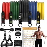 Fitness Widerstandsbänder Set – 5er Set Trainingsbänder mit Griffen,...