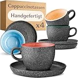 Cosumy Cappuccino Tassen mit Untertassen 4er Set - 200ml Kaffeetassen aus...