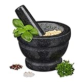 Relaxdays Granit Mörser mit Stößel, robust & langlebig, Gewürze, Kräuter,...