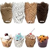 LUZOON Muffinförmchen Papier, 200 Stück Cupcake Backbecher Muffinform Papier...