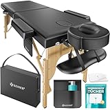 KESSER® Mobile Massageliege mit Holzfüßen klappbar & höhenverstellbar 2...
