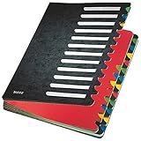 Leitz Pultordner, A4, 24 Fächer, Farbige Trennblätter, 3 Sichtlöcher, Karton,...