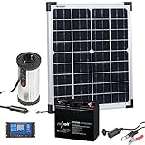 revolt Solar Set: Solarpanel (20 W) mit Akku, Laderegler und 230-V-Wandler...