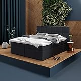 INNOCENT® - P8 | Boxspringbett 160x200 in Anthrazit Stoff N14 | Gel & Visco 7cm...