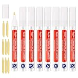 8 Stück Fugenstift Weiß mit Ersatzspitze, Fugenweiß Stift für Fliesen im...