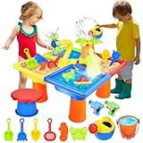 JONRRYIN 4 IN 1 Sand Wasserspieltisch, Wassertisch Strandspielzeug, Matschtisch...