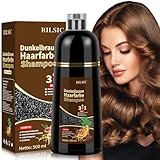 500ML Haarfarbe Dunkelbraun,Natürliche Dunkelbraun Haarfärbeshampoo,Dark Brown...