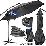 KESSER® Alu Ampelschirm Sonnenschirm + Abdeckung Ø350 cm & Kurbelvorrichtung...