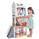 KidKraft Rowan Puppenhaus aus Holz mit Möbeln und Zubehör, Spielset im Stil...