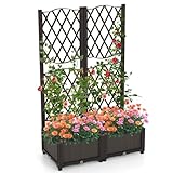 FANTASK Blumenkasten mit Rankgitter, Pflanzkasten für Kletterpflanzen, Hochbeet...