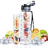 UTEBIT Trinkflasche 1L mit Fruchteinsatz, BPA-Frei Tritan Flasche Fruchteinsatz...