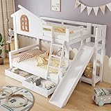 Laxnb Kinderbett Bett 90x200 & 120x200 cm Etagenbett 2 Kinder, Hochbett mit...