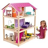 KidKraft Puppenhaus So Chic aus Holz mit Möbeln und Zubehör für 30 cm Puppen,...