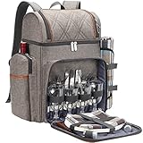 Picknick-Rucksack für 4 Personen, Picknickkorb-Set, auslaufsichere...