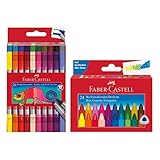 FABER-CASTELL 205030 - School Set mit 24er Etui Wachsmalstifte und 20er Etui...