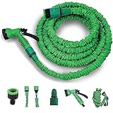 Flexibler Gartenschlauch [15m lang, grün] inkl. Brause und Adapter 1/2 Zoll &...