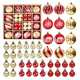 PEMOTech Weihnachtskugeln Plastik (44 Stücke,8cm&5cm), Christbaumkugeln...