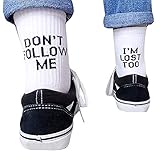 CHJIEJIE Peahop Lustige Socken Buchstaben Folgen Mir Nicht Beiläufige Socken...