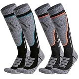 2 Paar Skisocken, Skisocken aus Merinowolle für Herren Damen, Thermo Snowboard...