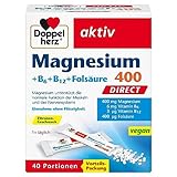 Doppelherz Magnesium 400 + B6 + B12 + Folsäure DIRECT - Magnesium unterstützt...