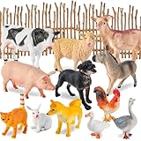 BUYGER Bauernhof Tiere Figuren Spielzeug Set ab 3 + Jahre, Groß und Mini...