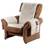 Schurwoll-Sesselschoner mit Armlehnenschoner, Natur, Flor aus 100% Schurwolle,...