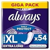 Always Daily Protect Slipeinlagen Damen Extra Long (54 Binden), Giga Pack, mit...