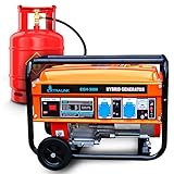 EXTRALINK EGH-3000 Stromgenerator Hybrid Gas LPG CNG Benzin Stromerzeuger 3kW 1F...