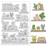 GLOBLELAND Transparente Stempel Mit Topf Bücherregal Buch Und...