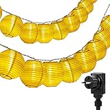 FAUETI 30 Laternen Lichterkette Außen Strom, 7.2m Länge IP44 Wasserdicht + 8...