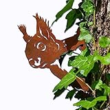 Steelmonks Gartendeko aus Rost: Eichhörnchen Baumstecker aus Cortenstahl –...