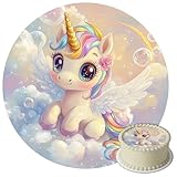 J&M DECO Tortenaufleger Einhorn – essbare Kuchendeko Ø 20 cm – Tortenbild...