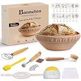Kixiyou 10-teilig Gärkorb Brot Set, 23 cm Gärkorb rund und Komplettset...