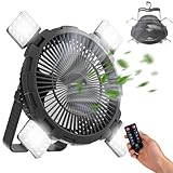 Qoosea Camping Ventilator 3 IN 1 8000mAh Campingventilator Leise mit LED Licht...