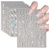 5D Nagelsticker Selbstklebend Blumen, 7 Blatt 3D Nail Art Sticker für Nägel...